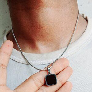 Silver Color Metal Chain Pendant Necklace